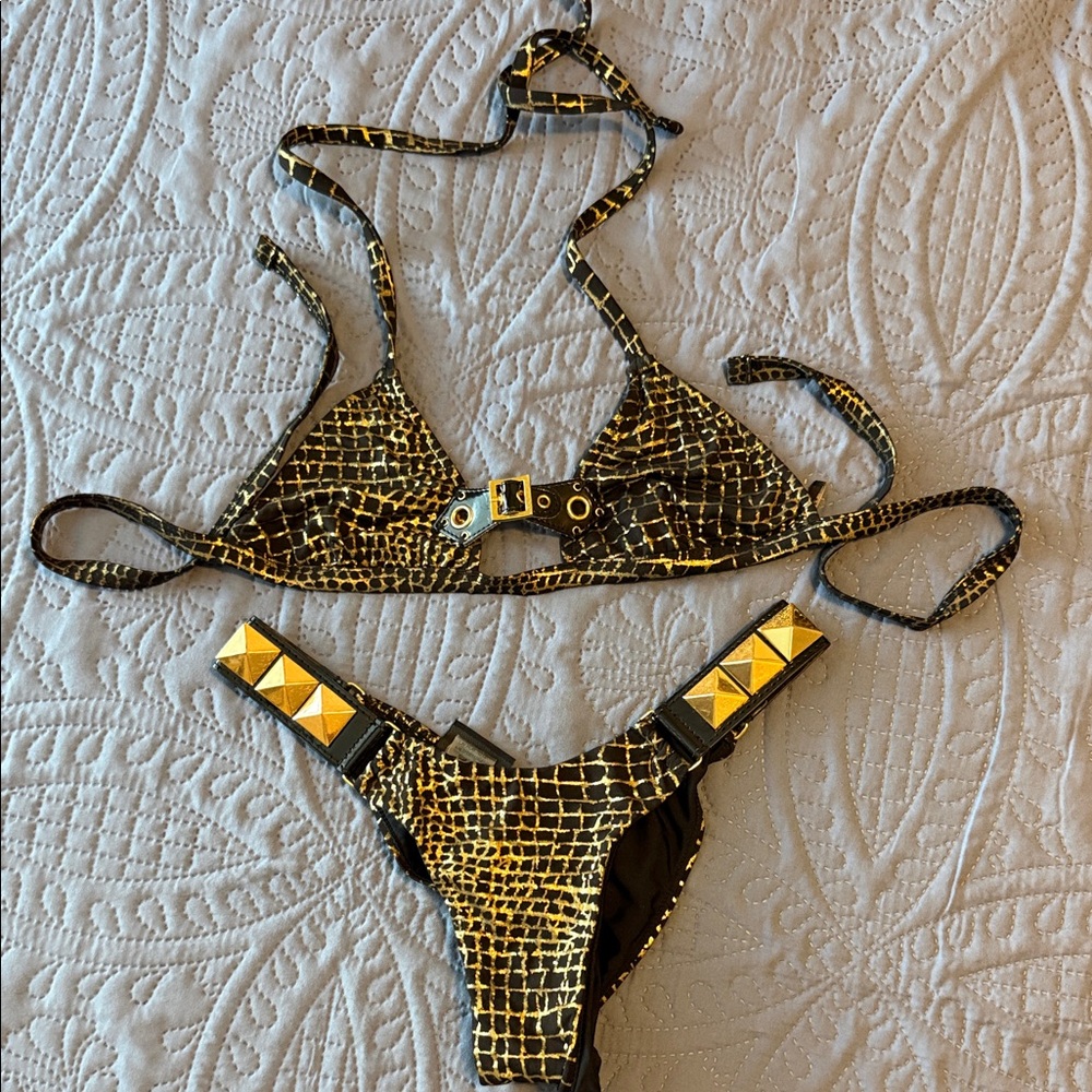 Beach Bunny Black and Gold Bikini